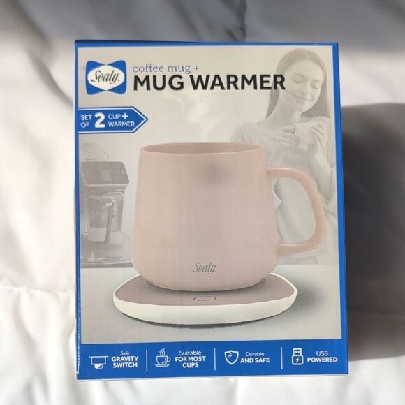 Sealy Coffee Mug And Warmer Set Light Pink Clay Color, NEW - Picture 1 of 5